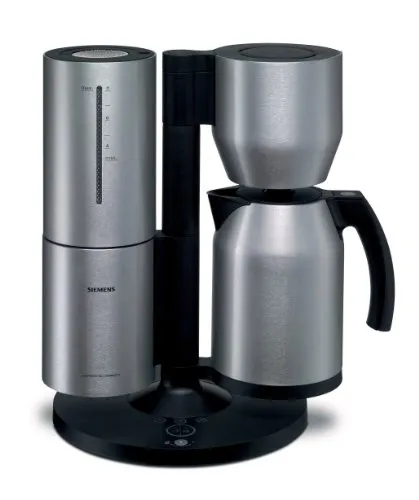 Siemens TC911P2 Thermo-Kaffeemaschine Porsche Design II - Kaffeemaschine mit hochwertiger Metallummantelung aus gebürstetem Aluminium, inklusive aromaschonender Thermokanne für perfekten Kaffeegenuss.