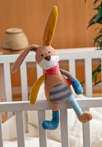 Sigikid Kuscheltier Hase Patchwork Sweety - Kuscheltiere für Babys, weicher Hase aus Patchwork-Material, ideal ab Geburt und waschbar bei 30 °C für einfache Pflege.