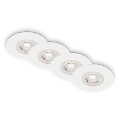 BRILONER KULANA LED Einbaustrahler Bad 4er Set - Strahler mit IP44 Spritzwasserschutz, stufenlos dimmbar per Wandschalter und ideal für Bad und Wohnräume. Ultraleicht und energieeffizient mit 25.000 Stunden Lebensdauer.