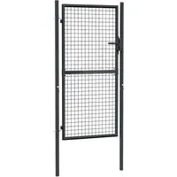 vidaXL Mesh-Gartentor aus verzinktem Stahl 100 x 225 cm - Gartenzäune: Robustes und langlebiges Gartentor aus verzinktem Stahl, ideal für modernen Zugang zu Ihrem Garten. Einfache Installation mit Bolzenscharnieren und drei Schlüsseln inklusive.