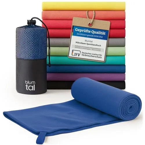 Blumtal Mikrofaser Handtuch leicht & extra saugstark - schnelltrocknende Microfaser Handtücher - optimal als Fitness Handtuch/Strandtuch Mikrofaser/Gym Towel - Reisehandtuch kompakt - Kings Blau