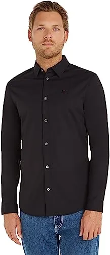 Tommy Jeans Herren Tjm Original Stretch Shirt - Klassisches Langarmhemd - Herrenhemden aus 70% Bio-Baumwolle, zeitloses Design mit halbgespreiztem Kragen, ideal für Büro und Freizeit.