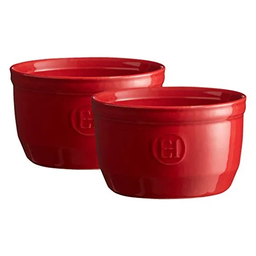Emile Henry Ramekins 10 cm, rot, 2 St. – Französische Handwerkskunst - Töpfe mit patentierter High Resistance® Technologie für perfekte Wärmeverteilung und Kratzfestigkeit. Ideal für individuelle Portionen, spülmaschinenfest und mikrowellengeeignet.