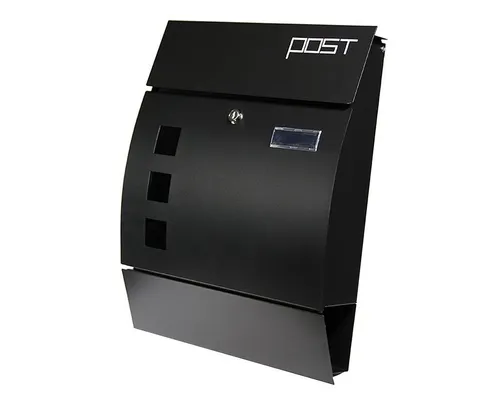 Wandbriefkasten Schwarz mit Zeitungsrolle U1 - Moderner Briefkasten mit großem Einwurf für viel Post, ideal für Reisende. Rostfrei und mit stabilen Scharnieren, inklusive Befestigungsmaterial.