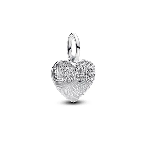 PANDORA Moments Gravierbarer Love-Herz Charm-Anhänger - Bead Charms für Damen, personalisierbar mit individueller Gravur für ein einzigartiges Geschenk, kompatibel mit Pandora ME und Moments Armbändern.