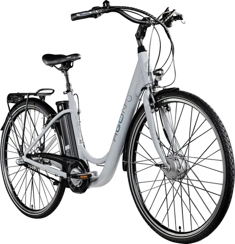 Agon E-Bike Cityrad Aurora - 3 Gang Pedelec für Damen und Herren - E-Bikes, komfortables Cityrad mit 374 Wh Akku, bis zu 115 km Reichweite, ideal für Alltag und Ausflüge. Genießen Sie müheloses Fahren mit dem leistungsstarken Frontmotor.