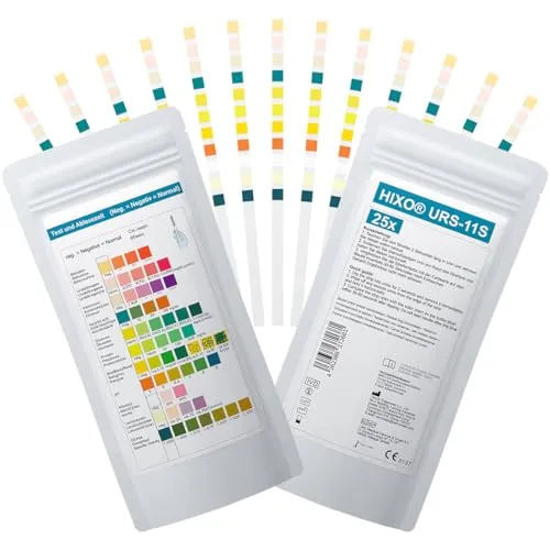 25x 11in1 Gesundheitstest Urin mit 11 Indikatoren - Selbsttest für Zuhause & Professionell – Analyse Teststreifen – Glucose, Ketone, Protein, Nitrit u.v.m. – mit Interferenzkontrolle