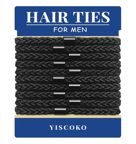 YISCOKO haargummi herren,haarband herren,haargummis für männer,haarreifen männer,haargummi schwarz-geflochtenes stirnband für dutts,lockiges,dickes, dichtes Haar, elastische.(10 Stück, Black)