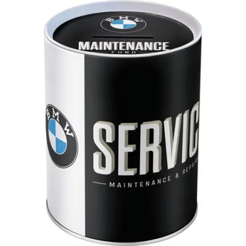 Spardose "BMW Service" - Sparbüchse Sparschwein Blechdose Money Box Ölfass Logo