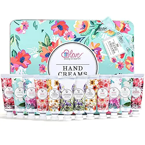 Body & Earth Handcerme Geschenkset Frauen, 12 tlg. Handcreme Set mit Arganöl zur Pflege und Tiefenbefeuchtung, Geschenke für Mama, Geburtstagsgeschenk für, Freundin, Muttertagsgeschenk