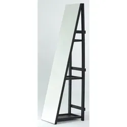 Casa Padrino Luxus Standspiegel mit Regalen 37 x 37 x H. 160 cm - Eleganter Standspiegel mit drei praktischen Regalen für stilvolle Aufbewahrung. Ideal für ein luxuriöses Wohnambiente, gefertigt aus hochwertigem Spiegelglas und Holz.