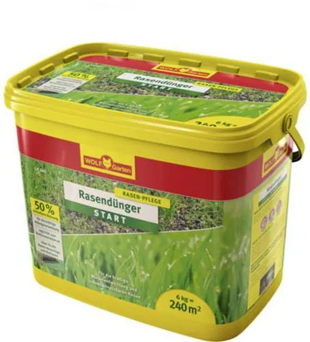 WOLF-Garten 3833035 LH 240 Rasen-Starter-Dünger - Dünger für Rasen-Neuanlage und -Reparatur, fördert schnelles Keimen und dichten Wuchs. Ideal für 240 m², mit 20 % Gratisinhalt für kräftige Wurzeln und schnelle Nutzung.