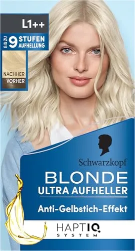 Schwarzkopf Blonde Aufheller L1++ (143 ml) - Haarfärbemittel für bis zu 9 Stufen Aufhellung ohne Gelbstich. Mit spezieller Formel für weniger Haarbruch und einem natürlichen Blondton. Ideal für strahlende Ergebnisse.