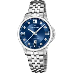 Candino C4766/4 Damen Armbanduhr - Elegante Quarzzeitmesser in Silber - Elegante Damen Armbanduhr von Candino mit edlem Edelstahlarmband und Saphirglas. Das stilvolle Design in Silber und das blaue Zifferblatt machen sie zum idealen Accessoire für jeden Anlass.