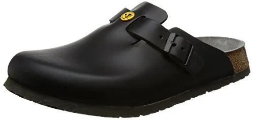 BIRKENSTOCK Boston Antistatik Naturleder Schwarz 40 EU Schmal - Clogs & Pantoletten für Herren, antistatische Eigenschaften für sicheren Komfort im Beruf.
