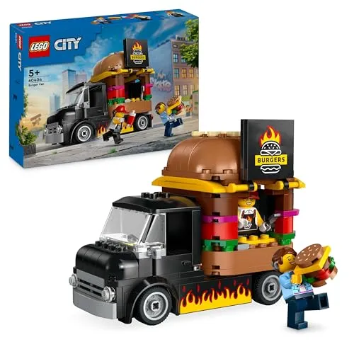 LEGO City 60404 Burger-Truck - Kreatives Imbisswagen-Spielzeug für 5-Jährige, mit 2 Minifiguren und grillbarem Burger zum fantasievollen Spielen