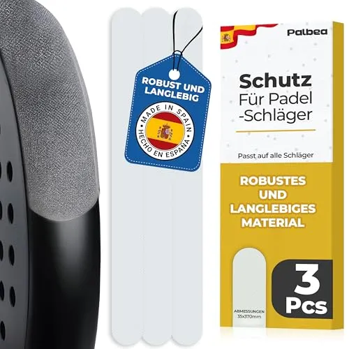 Palbea Padel Schläger Schutz - Set mit 3 Stück - Grober & Leichter Padel Racket Rahmenschutz - Transparenter Schläger Tape - Langlebig & leicht austauschbar. Padle Tennis Schläger Maße 35x370mm