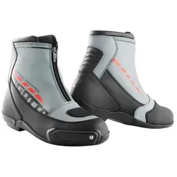 Bogotto Lap Motorradschuhe, grau/rot, Größe 42 - Motorradstiefel mit verstärkten Knöchel- und Zehenbereichen, Schalthebelverstärkung und schnellem An- und Ausziehen dank YKK-Reißverschluss. Ideal für Sicherheit und Komfort auf jeder Fahrt.