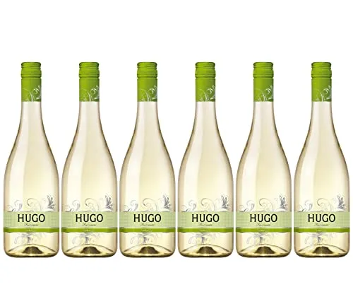 Hugo Abrazo - Frizzante Cocktail, 6 x 0.75 l - Aromatisierter Cocktail auf Weinbasis, blassgelb mit blumigen Holunderblüten-Noten. Perfekt für Sommerabende und gesellige Runden, ideal mit Crushed Ice und Minze.