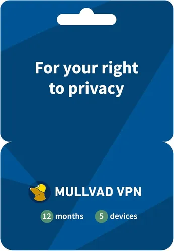 Mullvad VPN - 12 Monate für 5 Geräte | PC/Mac/iOS/Android - Sichere Internetverbindung für 5 Geräte, digitale Download-Version für PC, Mac, iOS und Android. Schützen Sie Ihre Online-Aktivitäten mit dieser benutzerfreundlichen Sicherheitssoftware.