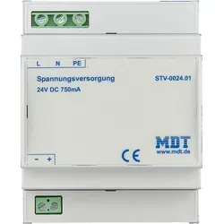 MDT STV-0024.01 Spannungsversorgung 4TE REG, 24VDC, 750mA - Sonstige Elektroinstallationsartikel, zuverlässige 24 V DC SELV Spannungsversorgung mit 750 mA, ideal für VisuControl Touchpanel, kurzschlussfest und stabilisiert für sichere Anwendungen.