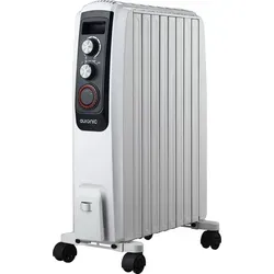 Auronic Ölradiator mit Thermostat 2000W - Kompakte elektrische Heizung mit Timer - Der Auronic Ölradiator eignet sich ideal für Räume von 25-30 m². Mit 3 Heizstufen und 24h Timer sorgt er für effiziente Wärme. Kompakt und mobil, perfekt für Zuhause oder Büro!