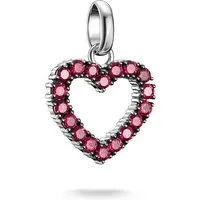 Thomas Sabo Charm Club Connect Charm-Anhänger Herz - Charm aus recyceltem 925 Silber mit roten Steinen, vielseitig kombinierbar für Ketten und Armbänder – das perfekte Geschenk für besondere Anlässe.