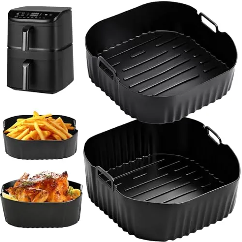 2Pcs Airfryer Zubehör für Cosori Turbo Tower 10,8L - Zubehör für Friteusen, speziell entwickelte Silikonformen für COSORI Turbo Tower sorgen für gleichmäßige Knusprigkeit und sind hitzebeständig bis 240 °C, ideal für gesundes Kochen ohne Fett.