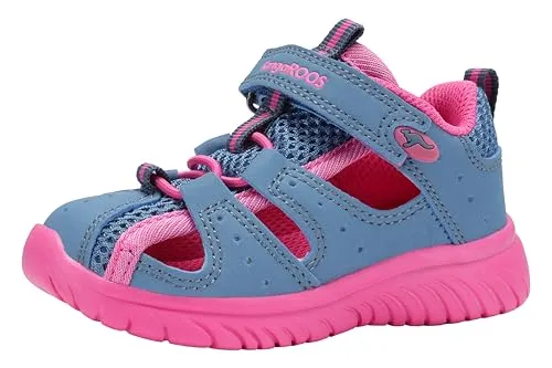 KangaROOS K5-Super Court EV Sandale für Jungen und Mädchen, Midnight Blue/Daisy Pink - Wanderschuhe für Kleinkinder mit Klettverschluss und elastischen Schnürsenkeln. Das ROOSFIT 2.0 System sorgt für besten Sitz und optimalen Tragekomfort.