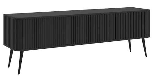 Selsey Lowboard Ovarlo, schwarz - TV-Halterungen: Modernes Lowboard mit großer Stellfläche für Ihren TV und unempfindlicher, laminierter Oberfläche - ideal für stilvolle Wohnräume.