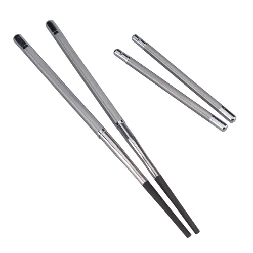 Edelstahl Essstäbchen mit Holzspitze | Rutschfest | Wiederverwendbare Chopsticks