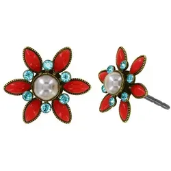 KONPLOTT Paar Ohrstecker KONPLOTT Ohrstecker Margarita multi antik Messing Ohrringe blau|rot