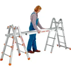 Siedra Teleskopdiele 2,40-3,96m - Flexibel & Sicher - Zubehör für Leitern & Gerüste, stufenlos verstellbar und leicht transportierbar, max. Belastung 150 kg, ideal für sichere Arbeiten in der Höhe ohne Verletzungsgefahr.