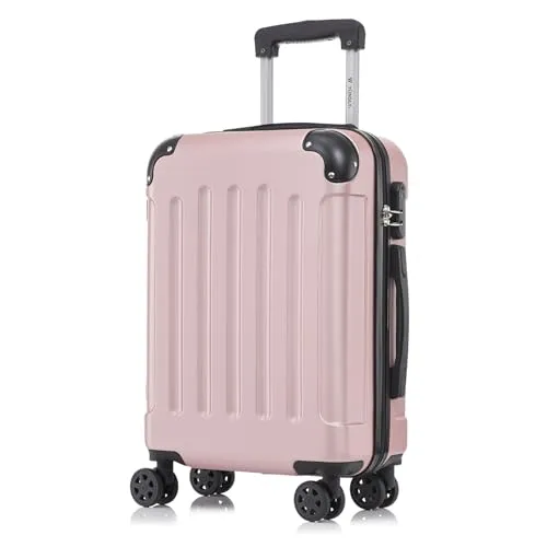 yonsly Koffer Suitcase M Roségold – Handgepäck Trolley mit 4 Rollen - Eleganter Trolley in Roségold, ideal für Kurzreisen. Robuste 360°-Doppelrollen und ein integriertes Sicherheitsschloss sorgen für mühelose Mobilität und Schutz Ihrer Wertsachen.