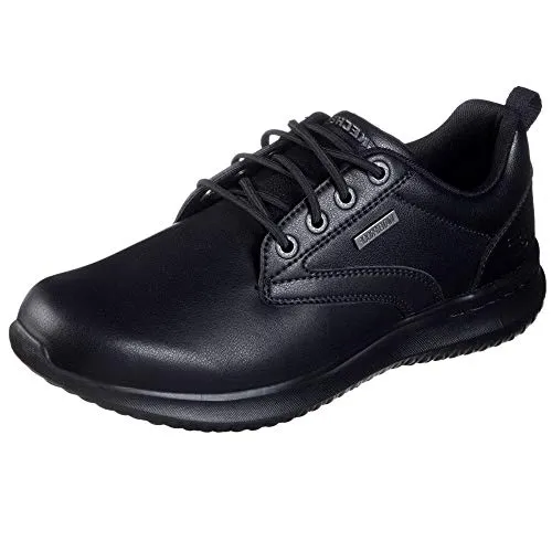 Skechers Men's Delson-Antigo Trainers, Black Leather - Herren-Sneaker mit weichem Schuhfutter und langlebiger Gummisohle für optimalen Komfort und Haltbarkeit.