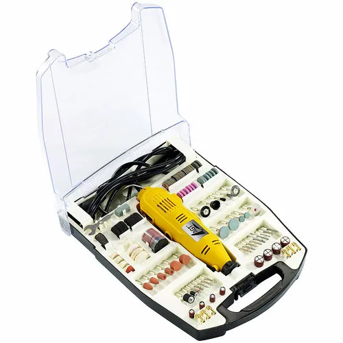 AGT Mini Bohrmaschine: Multifunktionswerkzeug mit 233 Teilen - Multitool mit variabler Drehzahl von 10.000 bis 32.000 U/min, ideal für Haushalt, Werkstatt und Hobbys. Inklusive praktischem Transportkoffer und umfangreichem Zubehör für vielseitige Anwendungen.