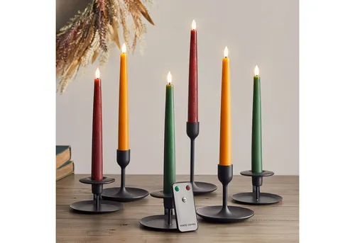 Lights4fun LED-Kerze 6er Set TruGlow® mit Fernbedienung - Elegante Echtwachs-Stabkerzen im 6er Set, ideal für stimmungsvolle Herbstabende. Die Fernbedienung sorgt für einfachen Komfort beim An- und Ausschalten.
