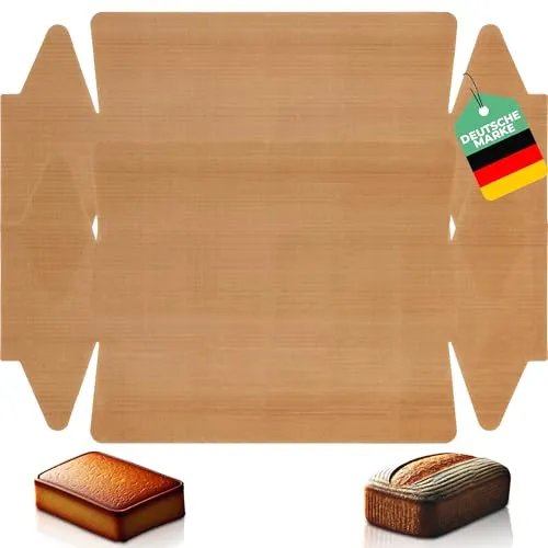 2er Set Dauerbackfolie - Backpapier Kastenform - Premium Backpapier - Backfolie wiederverwendbar - Hitzebeständig, antihaftbeschichtet, spülmaschinenfest (2-er Set Kastenform)