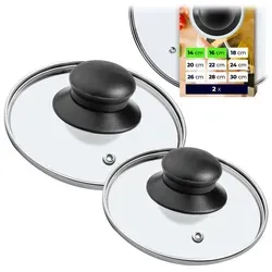 KADAX Glasdeckel Set "Pecoraro", Deckel mit Griff, mit Dampfloch, Topf- und Pfannendeckel, 16 cm + 14 cm