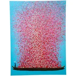 Kare Design Bild Touched Flower Boat, Blau/Pink - Abstraktes Gemälde auf Leinwand mit handgemalten Acrylfarben, ideal für stilvolle Akzente im Wohnzimmer, Schlafzimmer oder Flur. Hochwertiger Massivholzrahmen sorgt für Langlebigkeit.