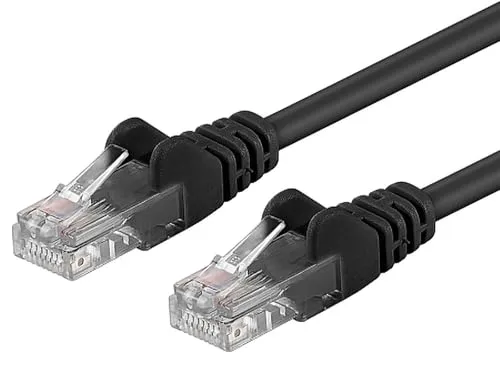 PremiumCord Netzwerkkabel, Ethernet, LAN & Patch Kabel CAT5e, UTP, Schnell flexibel & Robust RJ45 Kabel 1Gbit/S, AWG 26/7, Kupferkabel 100 Prozent Cu, Schwarz, 0, 5m