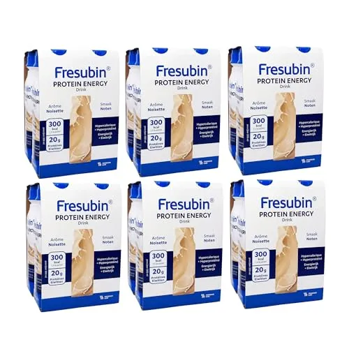 Fresubin PROTEIN ENERGY Drink Nuss 24x200ml- Hochkalorische Trinknahrung mit 20g Eiweiß von Fresenius Kabi, 300 kcal pro Flasche, glutenfrei, laktosefrei, ideal bei Mangelernährung und erhöhtem Protei