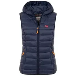 Geographical Norway Damen Steppweste mit Kapuze – Sportliche Übergangsjacke für Frühling und Herbst - Leichte Damen Steppweste mit Kapuze, ideal für den sportlichen Alltag und Übergangszeiten. Bietet Komfort und Stil in einem.