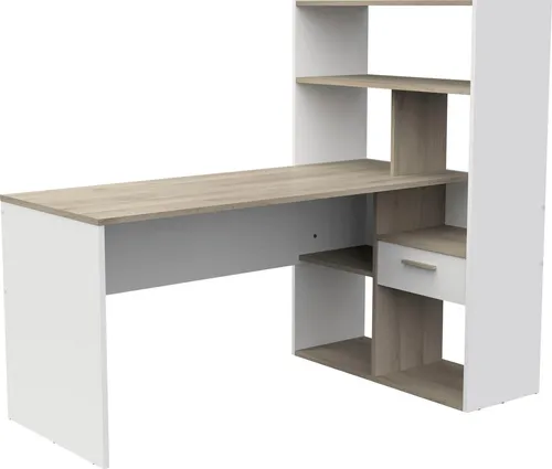 Schreibtisch DEMEYERE GROUP "Strate", weiß - Kinderschreibtisch mit 1 Schublade, ideal für Ordnung und Stauraum, Maße: B:156,1cm H:133,4cm T:90,6cm, modernes Design in Eiche und matt weiß