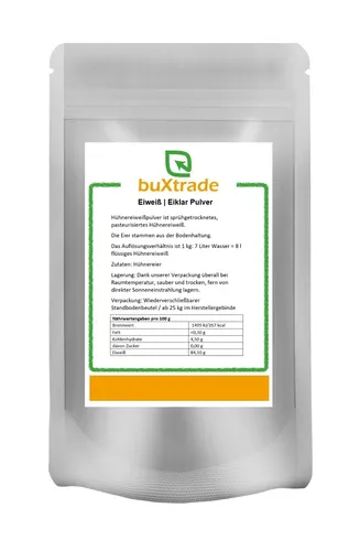 Eiweiß | Eiklar Pulver | Sprühgetrocknet | Eier | Ei | Buxtrade 1 kg