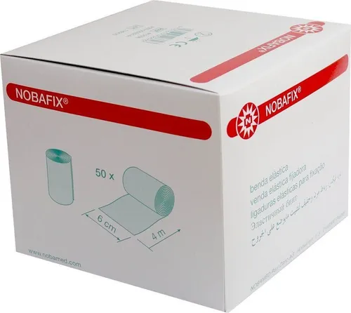 Nobamed Fixierbinden Nobafix Hospital, 50 Stück, 4m x 6cm - Elastische Fixierbinden, ideal zur sicheren Fixierung von Wundauflagen und Verbänden. Perfekt als Unterzug und zum Anmodellieren von Gipsschienen. 50 Stück, 4m x 6cm, nicht selbsthaftend.