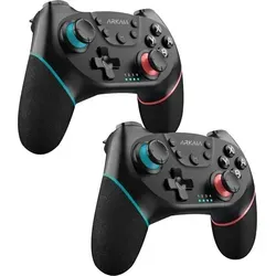 Kabellose Controller für Nintendo Switch - Schwarz (2er Set) - Handy-Gadgets: Verbesserte Bluetooth-Controller mit starker Vibration, 7 Stunden Akkulaufzeit und USB-C Ladeanschluss, ideal für intensives Gaming!