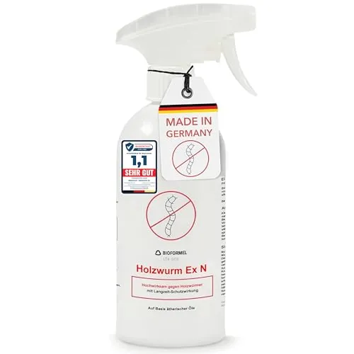 BIODELTA Holzwürmer-Ex Spray - Holzwürmer vertreiben - Holzwurmmittel mit Langzeitschutz - Woodworm treatment - Schluss mit Holzwürmer (500ml) - Indoor & Outdoor geeignet