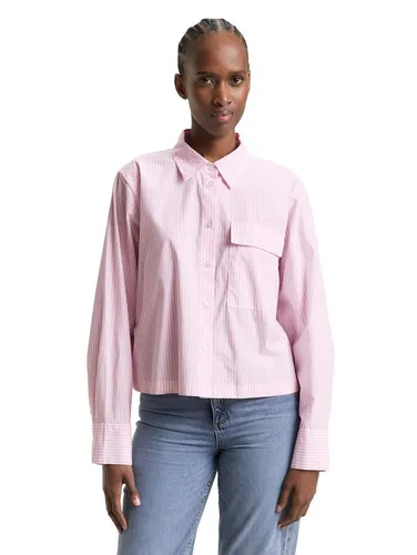 TOM TAILOR Denim Boxy Fit Hemdbluse - Moderne Boxy Fit Hemdbluse aus hochwertiger Baumwolle mit praktischer Brusttasche. Ideal für einen lässigen Look und angenehm zu tragen. Pflegeleicht bei 30°C.