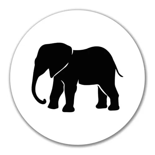 Huuraa Aufkleber Elefant Silhouette 10cm rund Sticker Geschenkidee